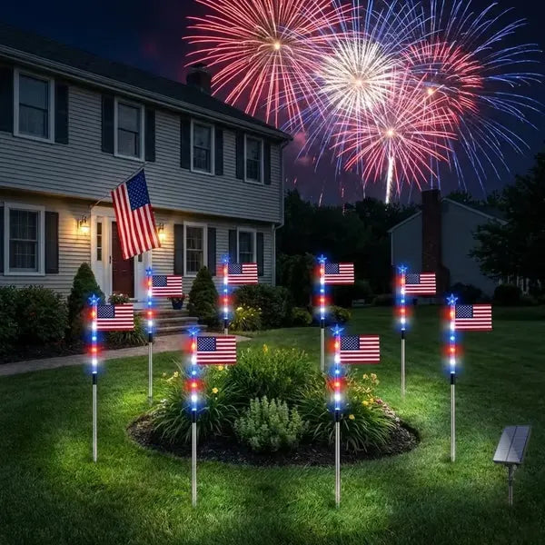 🇺🇸 LAST DAY 49% OFF ✨ 8 Solar American Flag Pathway Lights 🔴⚪🔵 Turn Your Yard Into a 250th Independence Celebration Display