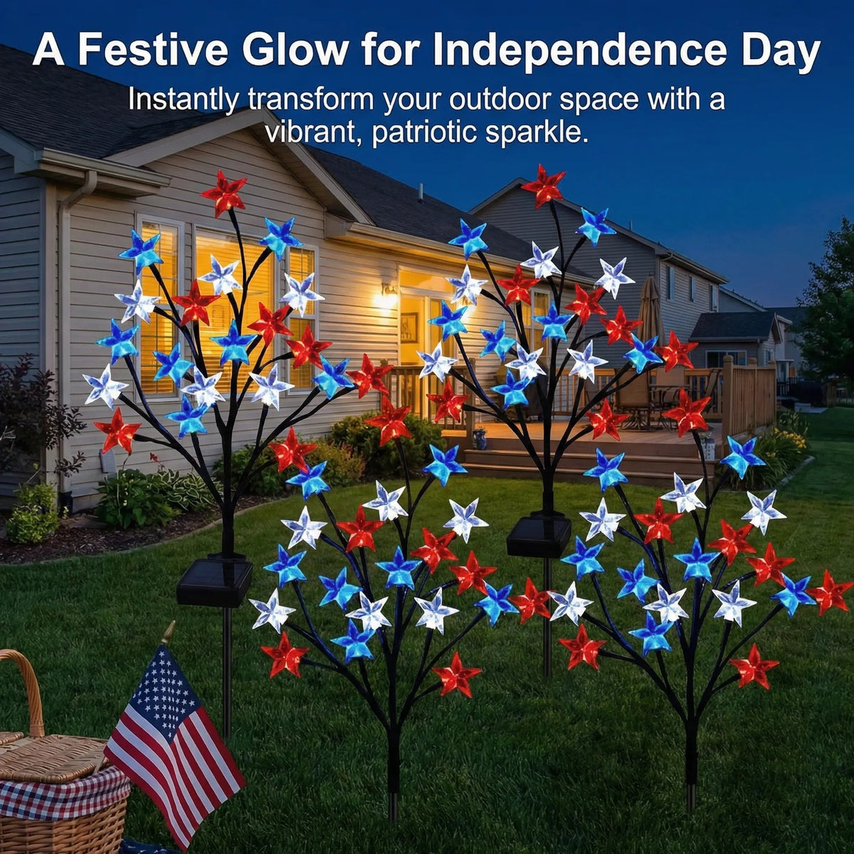 🎉 LAST DAY 49% OFF ⭐ Solar Patriotic Star Lights 🇺🇸 Turn Your Yard Into a Nighttime Celebration