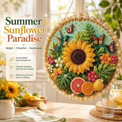 🎄☃️✨ Four Seasons & Holiday Pearl Art Hanging Wreath Kit💎Luxury Flocked Canvas with Scratch-Resistant Non-Fading Pearl Beads DIY Handmade Seasonal Decor 🌸🌻🍂🎄