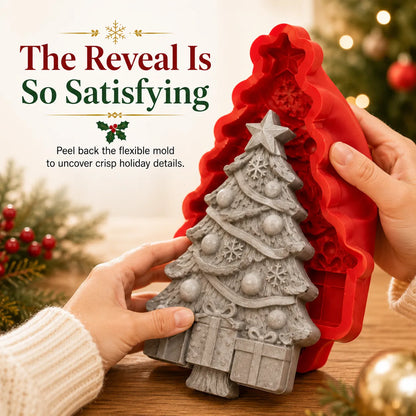 🎄Reusable Christmas Tree DIY Casting Mold | Detailed Dimensional Design with Star, Layered Branches, Ornaments, Snowflakes & Gift Box Accents ✨