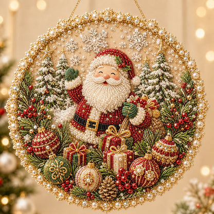🎄☃️✨ Four Seasons & Holiday Pearl Art Hanging Wreath Kit💎Luxury Flocked Canvas with Scratch-Resistant Non-Fading Pearl Beads DIY Handmade Seasonal Decor 🌸🌻🍂🎄