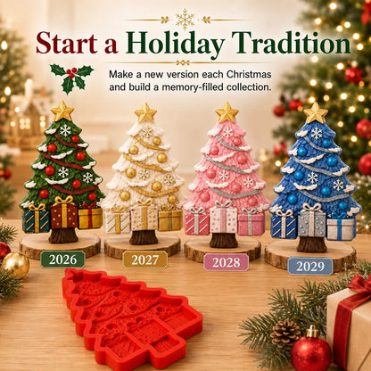 🎄Reusable Christmas Tree DIY Casting Mold | Detailed Dimensional Design with Star, Layered Branches, Ornaments, Snowflakes & Gift Box Accents ✨