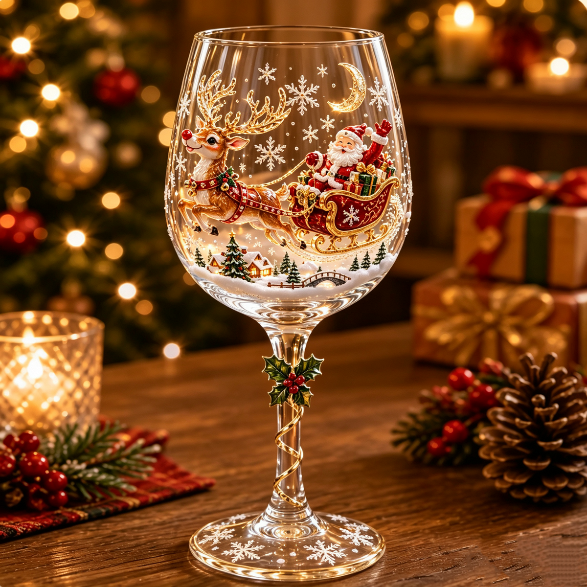 🎁🎅Christmas 3D Wine Glass Collection Gift Box Set
