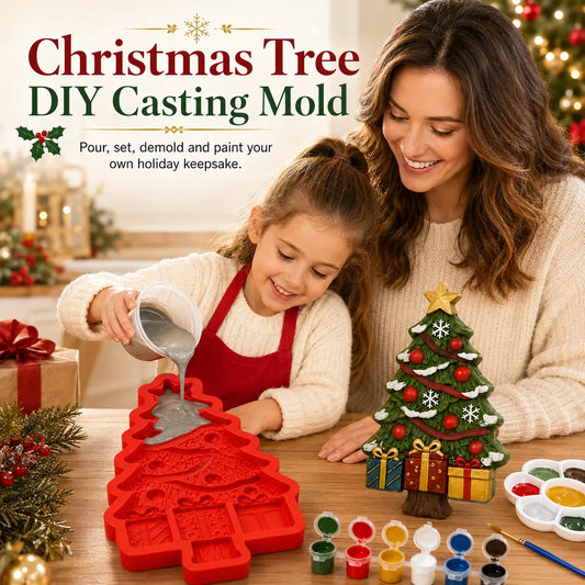 🎄Reusable Christmas Tree DIY Casting Mold | Detailed Dimensional Design with Star, Layered Branches, Ornaments, Snowflakes & Gift Box Accents ✨
