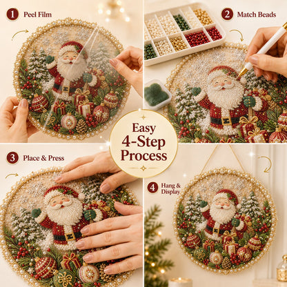 🎄☃️✨ Four Seasons & Holiday Pearl Art Hanging Wreath Kit💎Luxury Flocked Canvas with Scratch-Resistant Non-Fading Pearl Beads DIY Handmade Seasonal Decor 🌸🌻🍂🎄