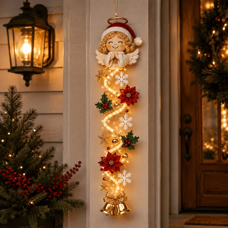🎄 Glowing Christmas Door Hanger | 6 Festive Lighted Designs with Warm Glow, Dimensional Details & Space-Saving Vertical Décor ✨
