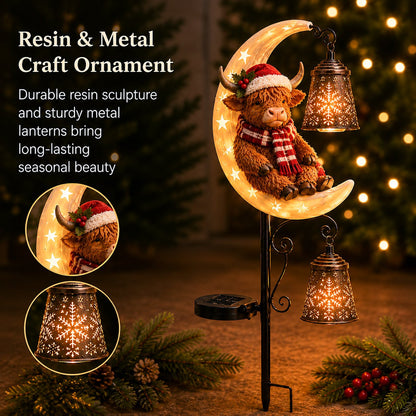 🐮🌙 Highland Cow Moon Solar Garden Light
