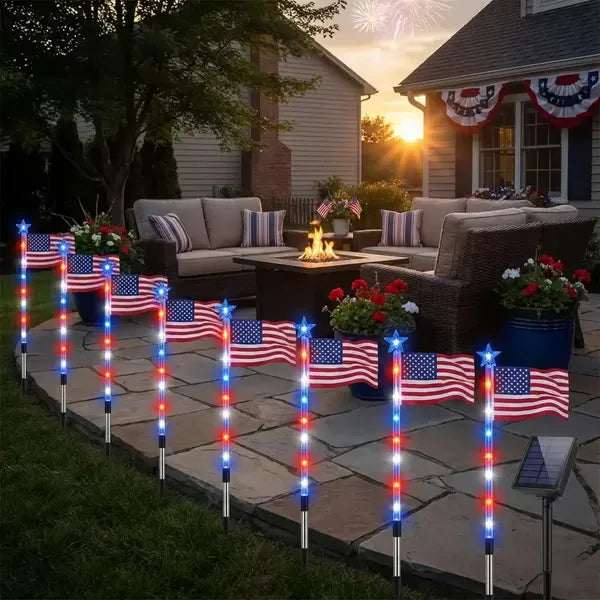 🇺🇸 LAST DAY 49% OFF ✨ 8 Solar American Flag Pathway Lights 🔴⚪🔵 Turn Your Yard Into a 250th Independence Celebration Display