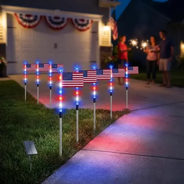 🇺🇸 LAST DAY 49% OFF ✨ 8 Solar American Flag Pathway Lights 🔴⚪🔵 Turn Your Yard Into a 250th Independence Celebration Display