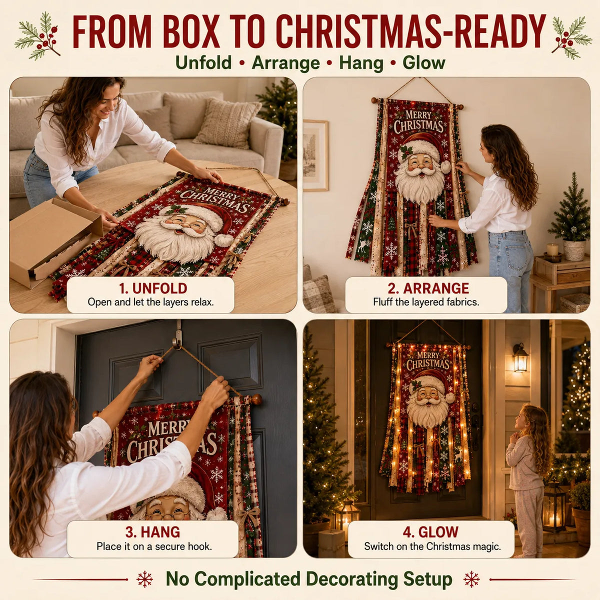 🎄Oversized Lighted Christmas Door Hanging Decor Collection