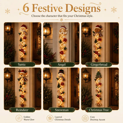 🎄 Glowing Christmas Door Hanger | 6 Festive Lighted Designs with Warm Glow, Dimensional Details & Space-Saving Vertical Décor ✨