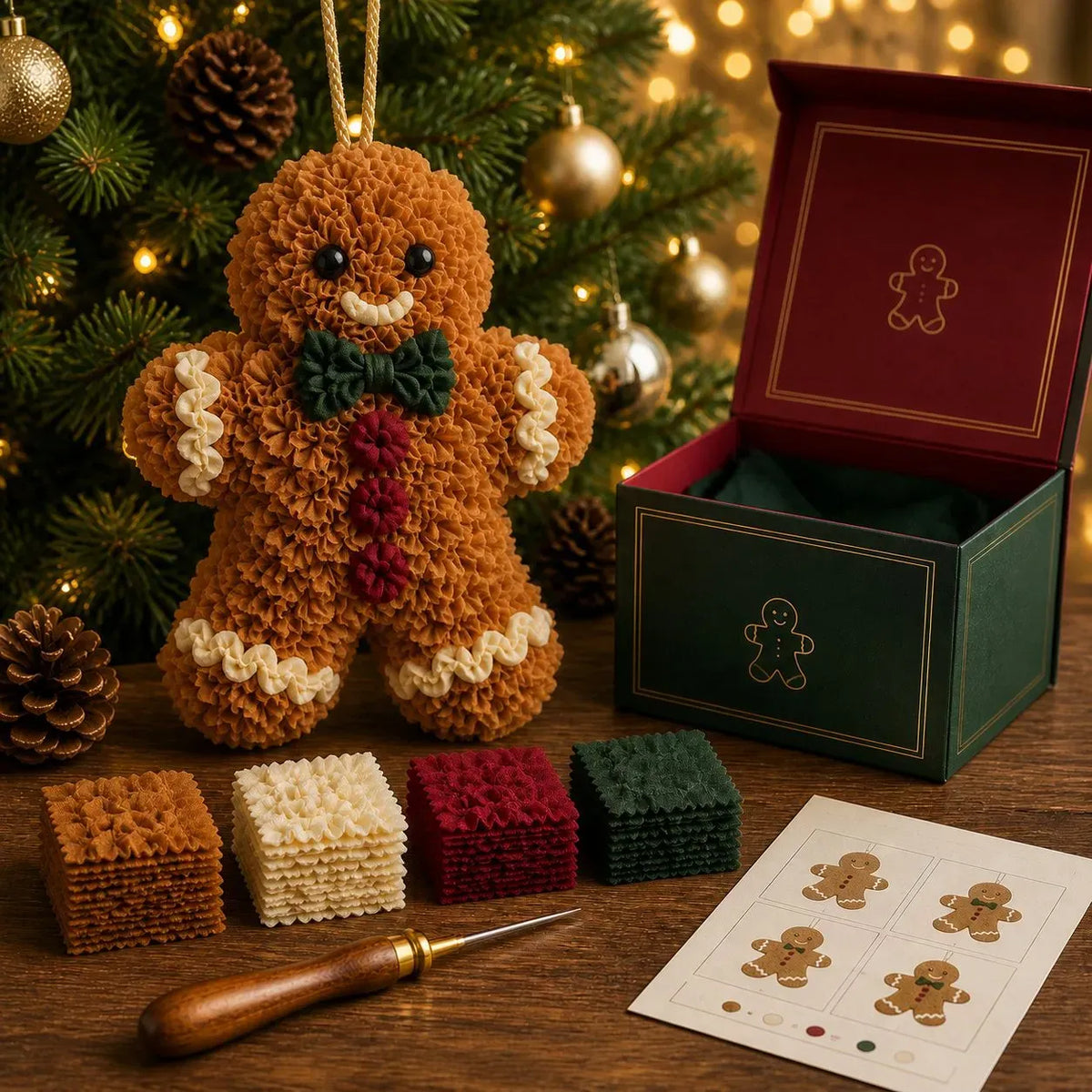 🎄Beginner-Friendly 3D Fabric Poke Christmas Ornament DIY Kit Collection | Complete Kit with Pre-Cut Fabrics, Stuffed Felt Base, Poking Tool & Step-by-Step Guide Included 💕