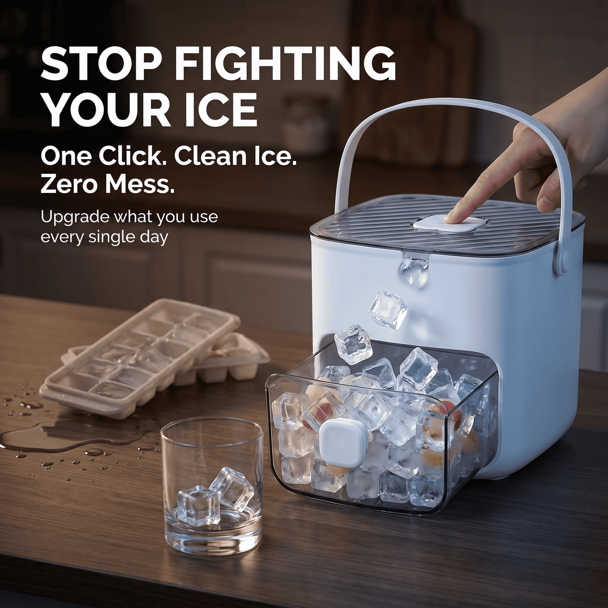🧊 LAST DAY 50% OFF ✨ ONE PRESS ICE SYSTEM — CLEAN ICE. ZERO EFFORT.  ❄️