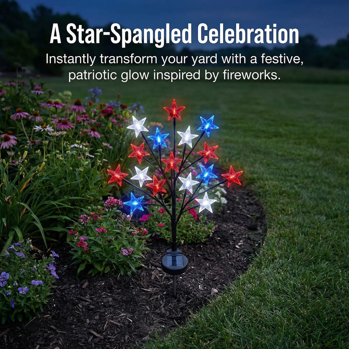 🎉 LAST DAY 49% OFF ⭐ Solar Patriotic Star Lights 🇺🇸 Turn Your Yard Into a Nighttime Celebration