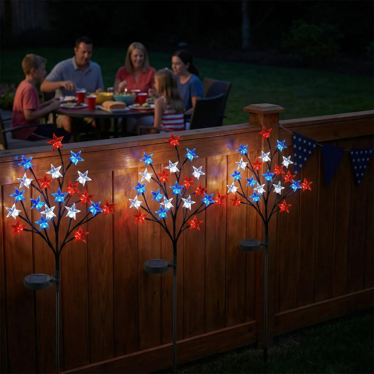 🎉 LAST DAY 49% OFF ⭐ Solar Patriotic Star Lights 🇺🇸 Turn Your Yard Into a Nighttime Celebration