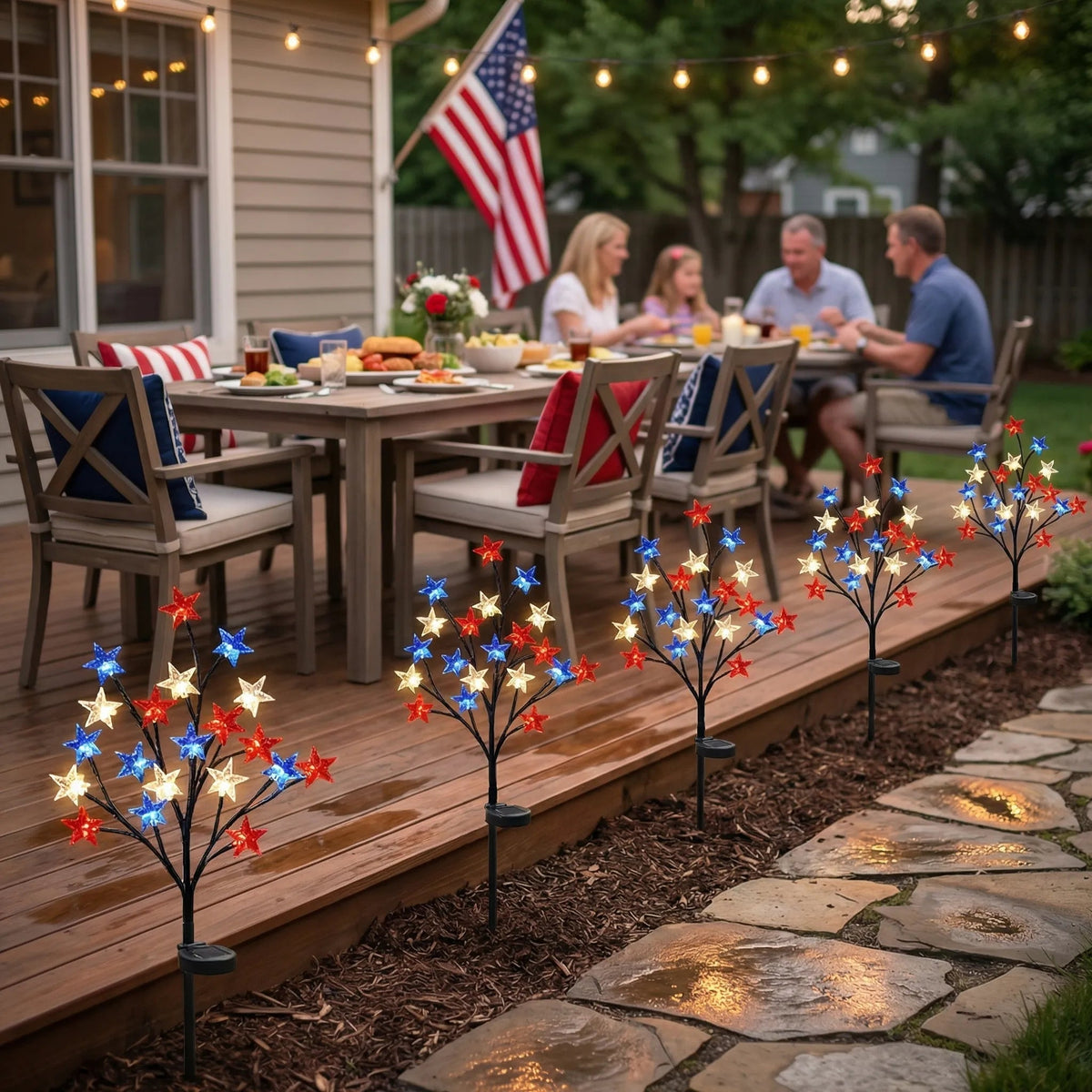 🎉 LAST DAY 49% OFF ⭐ Solar Patriotic Star Lights 🇺🇸 Turn Your Yard Into a Nighttime Celebration