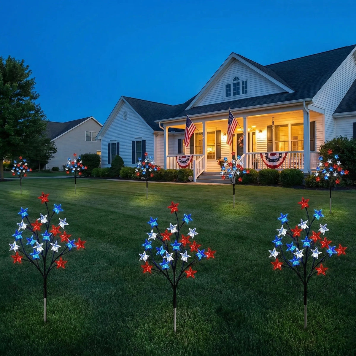 🎉 LAST DAY 49% OFF ⭐ Solar Patriotic Star Lights 🇺🇸 Turn Your Yard Into a Nighttime Celebration