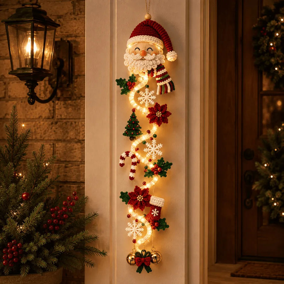 🎄 Glowing Christmas Door Hanger | 6 Festive Lighted Designs with Warm Glow, Dimensional Details & Space-Saving Vertical Décor ✨