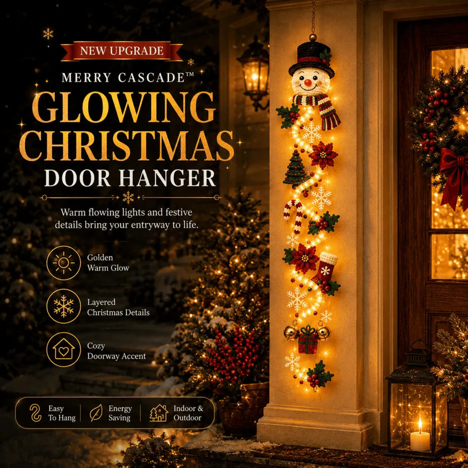 🎄 Glowing Christmas Door Hanger | 6 Festive Lighted Designs with Warm Glow, Dimensional Details & Space-Saving Vertical Décor ✨