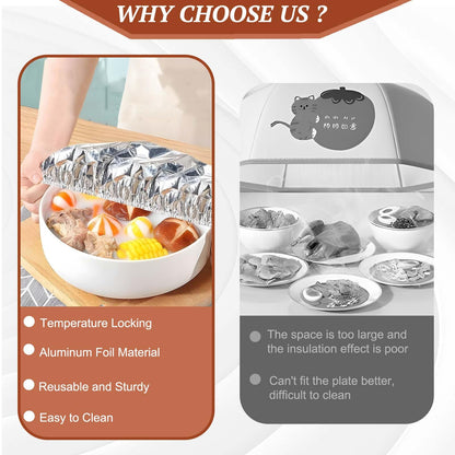 Reusable Insulated Aluminum Foil Food Covers