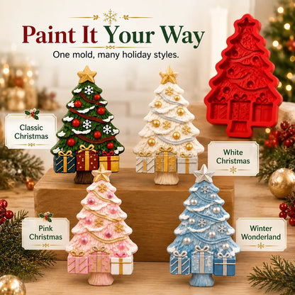 🎄Reusable Christmas Tree DIY Casting Mold | Detailed Dimensional Design with Star, Layered Branches, Ornaments, Snowflakes & Gift Box Accents ✨