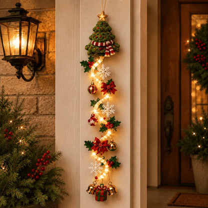 🎄 Glowing Christmas Door Hanger | 6 Festive Lighted Designs with Warm Glow, Dimensional Details & Space-Saving Vertical Décor ✨