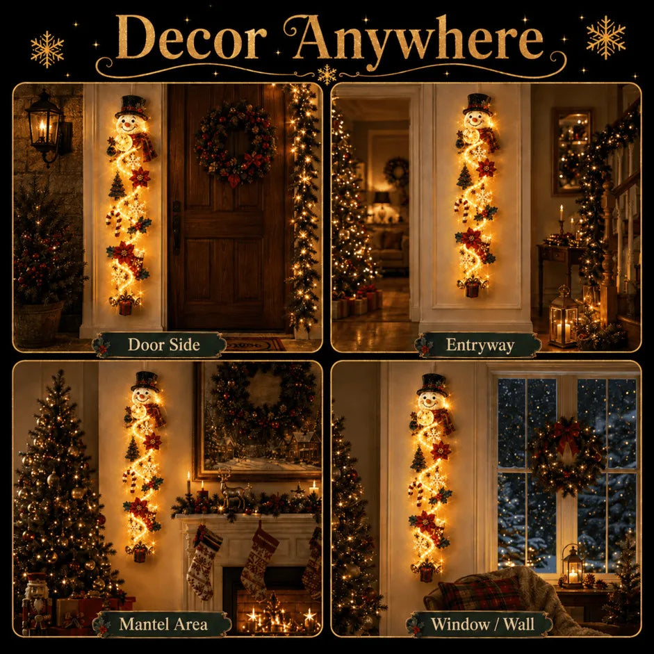 🎄 Glowing Christmas Door Hanger | 6 Festive Lighted Designs with Warm Glow, Dimensional Details & Space-Saving Vertical Décor ✨