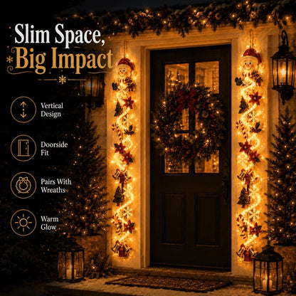 🎄 Glowing Christmas Door Hanger | 6 Festive Lighted Designs with Warm Glow, Dimensional Details & Space-Saving Vertical Décor ✨