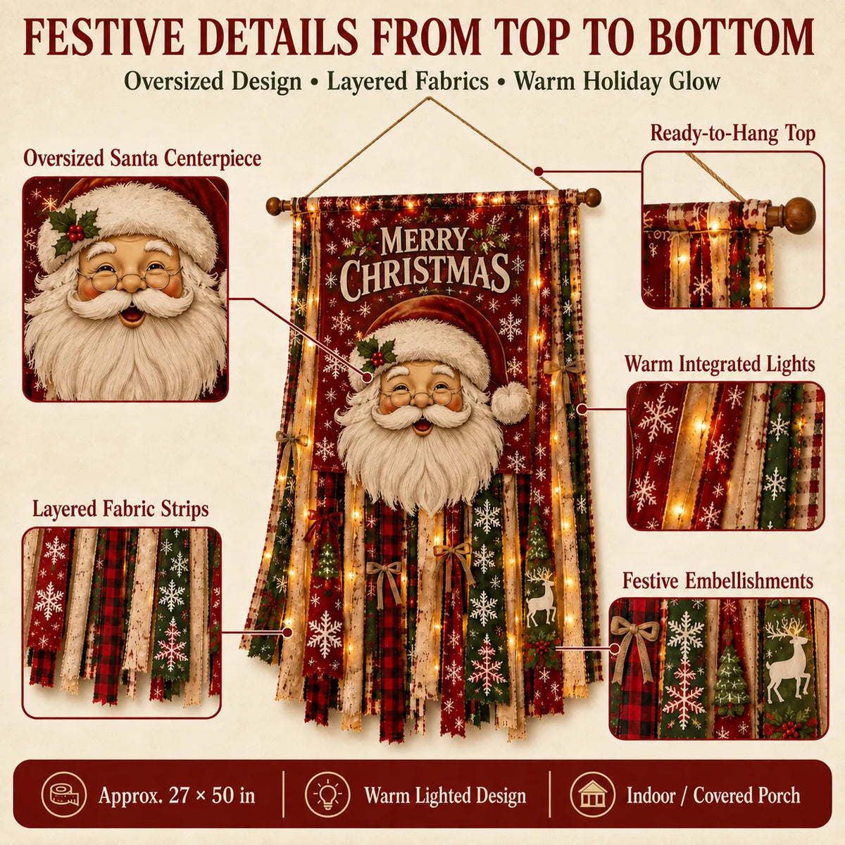 🎄Oversized Lighted Christmas Door Hanging Decor Collection